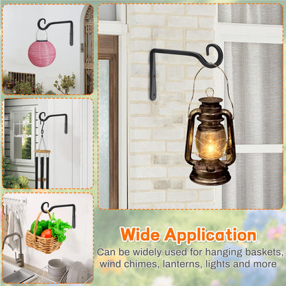 ROPCIA Plant Hangers Outdoor 4 Pack 10 Inch Metal Hanging Plant Bracket Metal Hanging Plant Hooks Indoor, Wall Hooks for Hanging Plants, Bird Feeder, Flower Basket, Wind Chimes Black (4PCS)