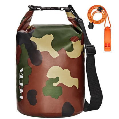 HEETA Waterproof Dry Bag for Women Men, Roll Top Lightweight Dry Storage Bag Backpack with Emergency Whistle for Travel, Kayaking, Boating, Camping, Beach, Cruise Ship Essentials (New Camouflage, 10L)