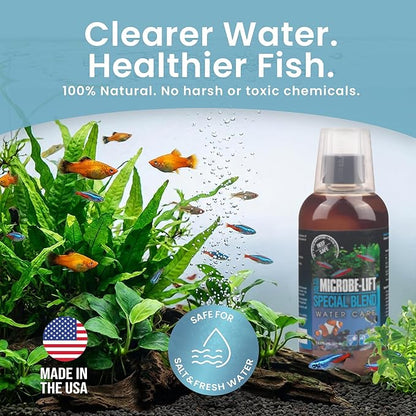 MICROBE-LIFT Special Blend Aquarium Water Care Treatment, Cleaner & Clarifier for Fresh and Saltwater Fish Tanks, Reduces Maintenance & Helps with Aquarium Algae Control and Odor, 4 Ounces (SBH04)