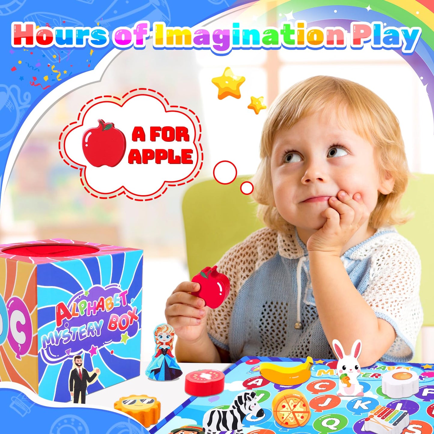 KMTJT Montessori Alphabet Mystery Box Toys for Toddlers Age 1 2 3 4 5, 26Pcs Fine Motor Sensory Sorting Games, Preschool Learning Activities & Speech Therapy, Christmas Birthday Gifts for Boys Girls