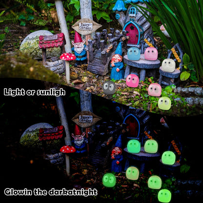 WOZADU 200 PCS Luminous Mini Resin Owl Elves Figurines for Dollhouse Decoration Tiny Ghost Resin Miniature Things for Fairy Garden Micro Landscaping Decoration Cake Toppers Decor
