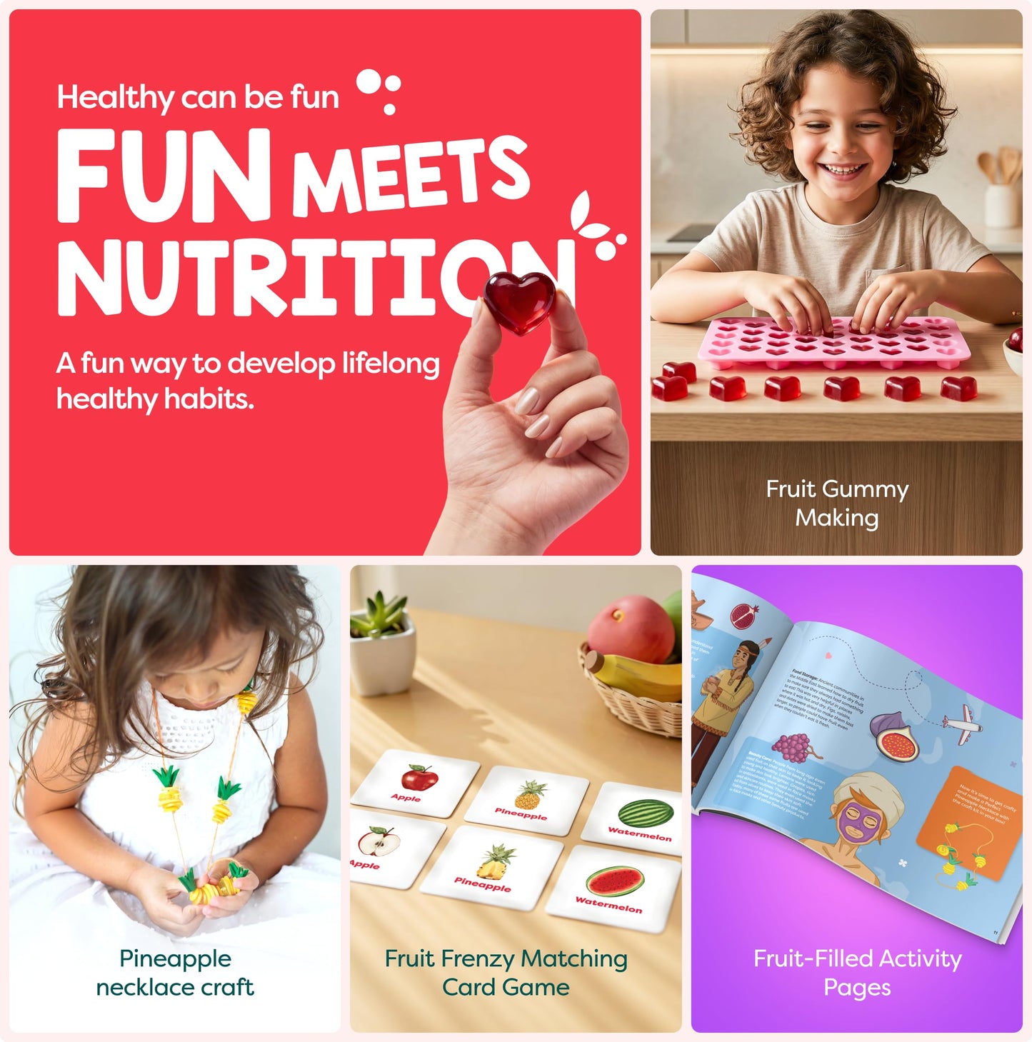Baketivity Fantastic Fruit Box – Birthday Gift for Kids – Nutrition STEM Activity Kit with Recipes & Crafts – DIY Fruit Gummies Kit & Educational Food Science Set