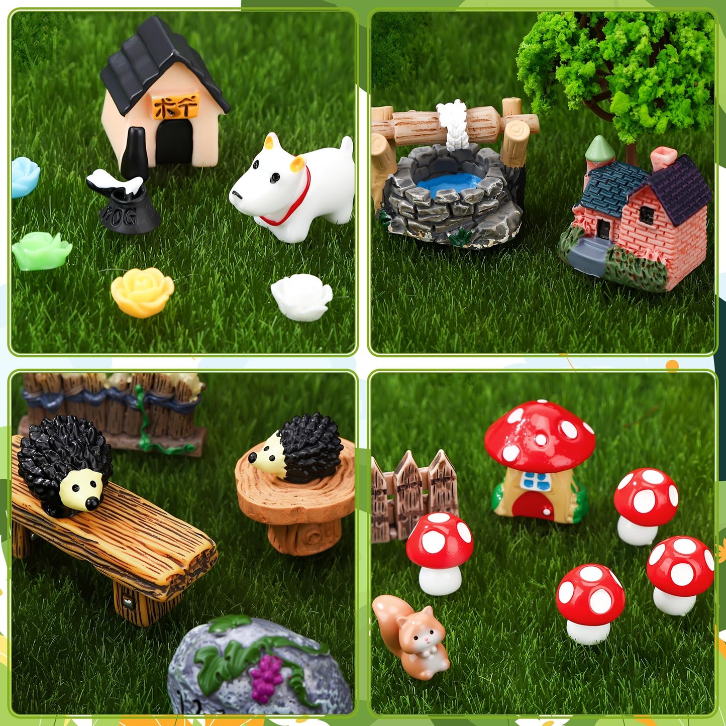 GGSTDDUP 45 Pcs Fairy Garden Accessories Miniatures Garden Kit with Animals, Mushroom House & Trees Miniature Accessories for Terrarium, Dollhouse & Outdoor Decor