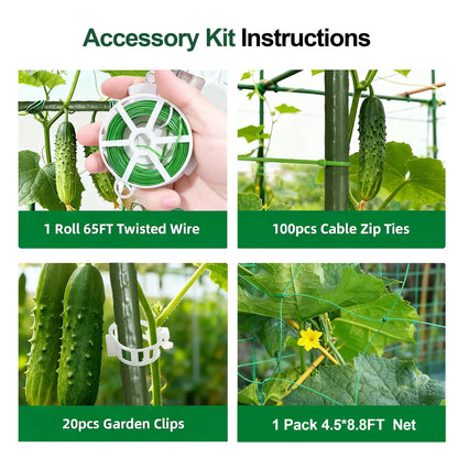 Garden Cucumber Trellis for Climbing Plants, Outdoor Metal Garden Arch Trellis, Plant Support for Vegetables Tomato Trellis Raised Garden Bed (Green, 31.5" Lx21.6 Wx47.2 H-S)