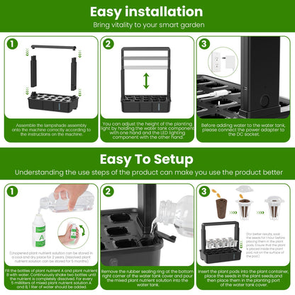 Hopegarden Indoor Garden Hydroponics Growing System: 15 Pods Plant Germination Kit Herb Vegetable Growth Lamp Countertop with LED Grow Light - Hydrophonic Planter Grower Harvest Lettuce