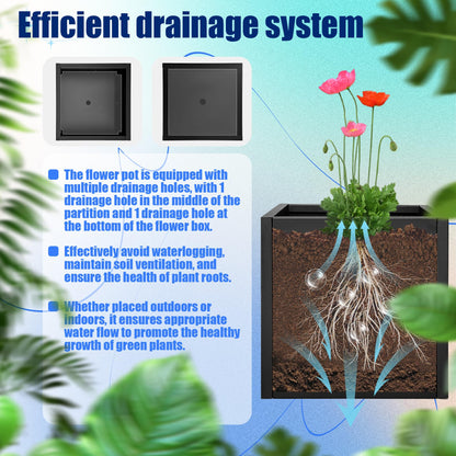 Srehloe Metal Planter Box for Outdoor Plants 16" x 16" x 16" Large Square Planter Cube Steel Heavy Duty Flower Pot with Insert Shelf and Drainage Holes Suitable for Patio Yard Garden Porch Hotel