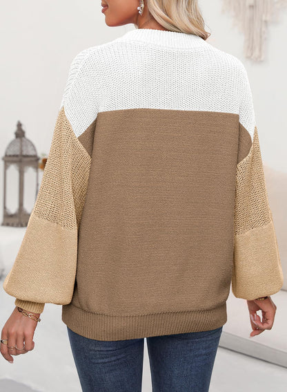 Dokotoo Women's Casual Long Sleeve Sweaters Loose Crewneck Knit Solid Pullover Sweater Jumper Tops
