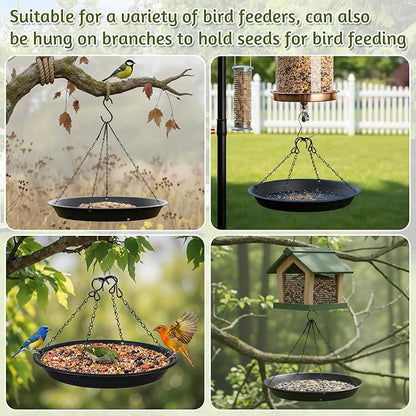 2 Sets 12.8'' Bird Seed Catcher Tray, Bird Feeder Platform Large Hanging Tray Squirrel Feeder Fits Most Feeders Catches Most Falling Seed and Husk for Outdoors, Backyard, Garden