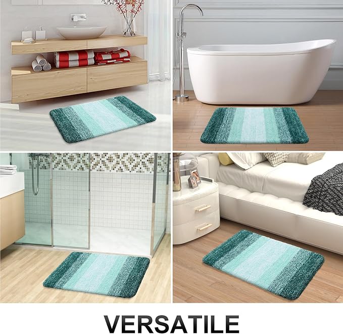 OLANLY Bathroom Runner Rugs Mat 59x17, Extra Soft Absorbent Microfiber Bath Rugs, Rubber Backing, Quick Dry, Long Bath Mats for Bathroom, Tub and Shower, Home Decor Accessories, Blackish Green