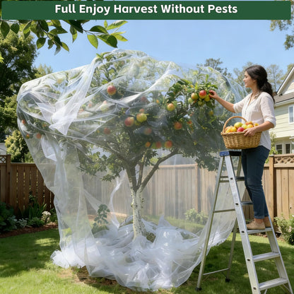16x16Ft Extra Large Fruit Tree Netting Cover with Zipper & Drawstring, Garden Mesh Netting for Protecting Plants from Birds,Bug& Squirrels,Ultra Fine Weather Resistant Tree Netting