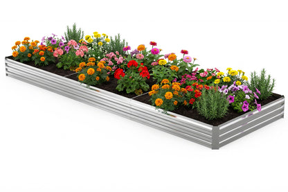Tegarbed 12x4x1FT Galvanized Raised Garden Bed Outdoor Patio, Large Rectangular Metal Planter Boxes,Plant Container Kit for Gardening, Vegetables, Flowers, Herbs,Silver,1 Pack
