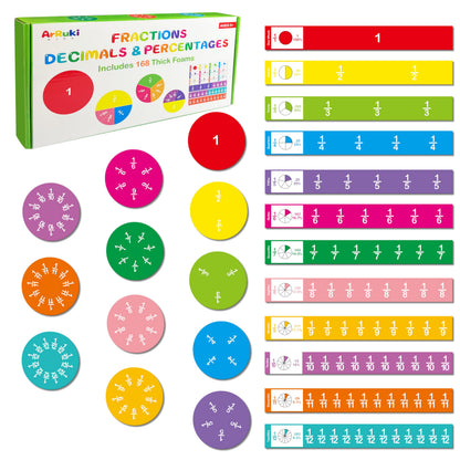 168PCS Magnetic Fraction Tiles Circles, Magnetic Fraction Educational Puzzle for Kids, Fraction Manipulatives Class Set for Elementary School Early Math Skills