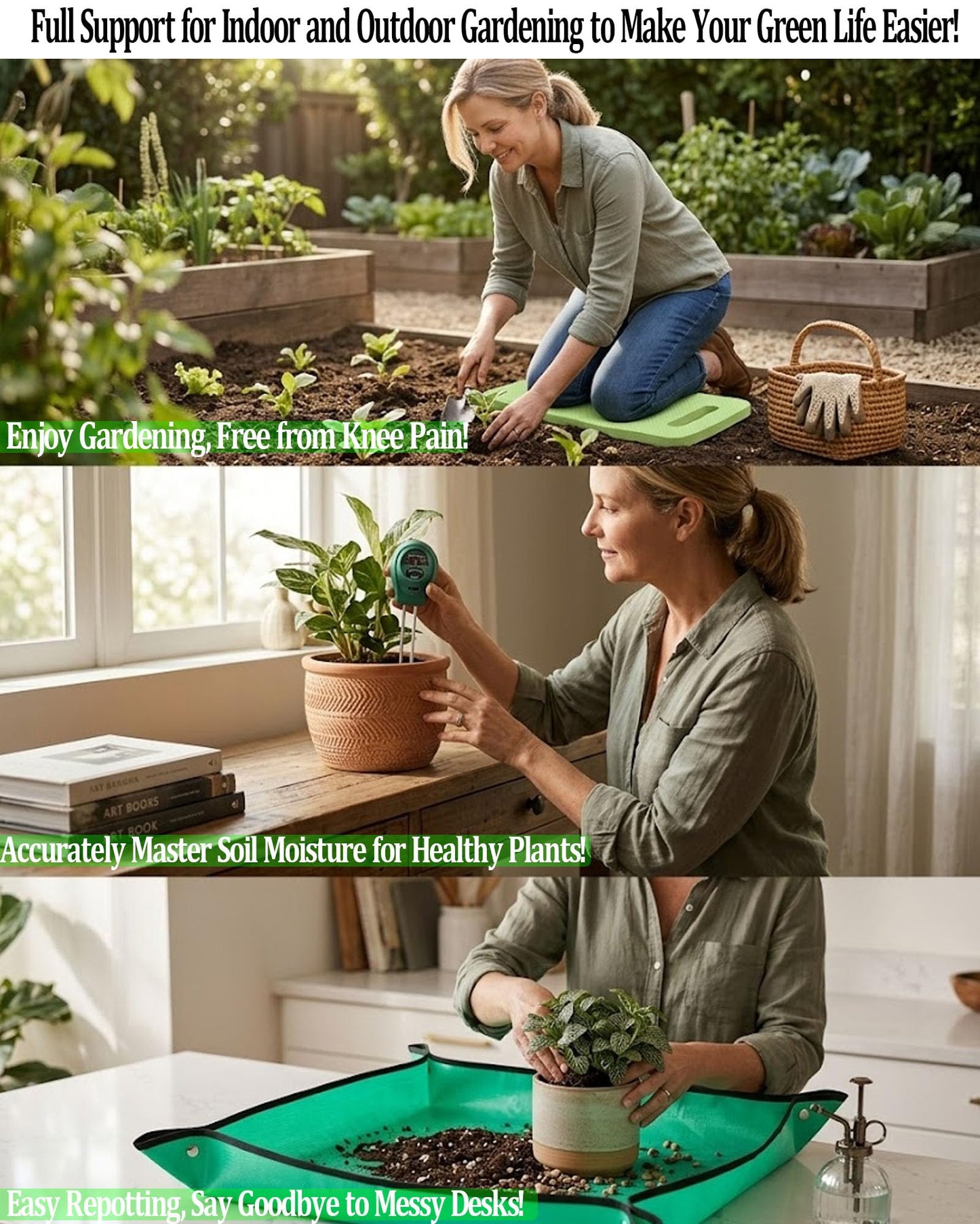 10PCS Heavy-Duty Garden Tools Set for Beginners - Rust-Proof Aluminum Garden Kit with Soil Tester, Repotting Mat & Kneeling Pad, Perfect Gardening Gift for Women, Mom & Beginners