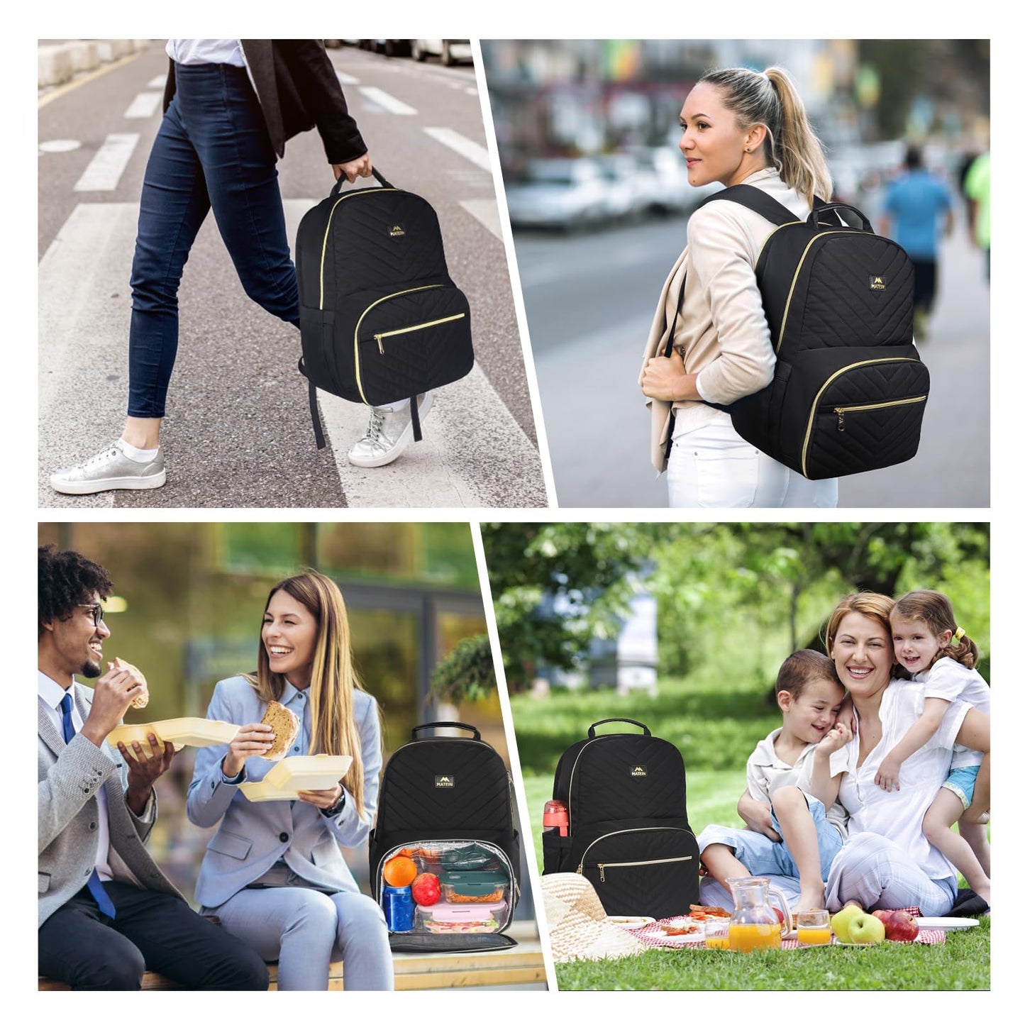 MATEIN Lunch Backpack for Women, 15.6inch Laptop Work Backpack with Insulated Cooler Compartment, Water Resistant Teacher Nurse Backpack with USB Port for College Picnic Camping Beaches, Women Gifts