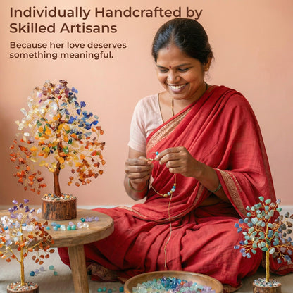 Chakra Tree of Life Birthday Gifts for Women, Mom, Sister, Friends, Handmade Healing Crystal Tree Bring Money, Positivity & Good Luck, Boho Home, Room and Office Desk Decor, Unique Fathers Gift