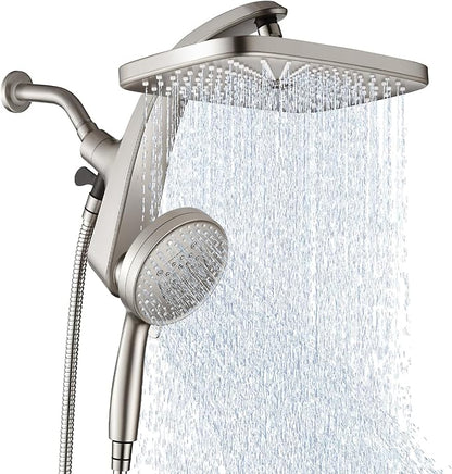 BOZYBO Rain Shower Head with Handheld: High Pressure Shower Heads with Handheld Spray Combo, 12" Rainfall Shower Head and 9 Sprays Hand Showerheads with Magnetic Docking and Power Jets, Nickel 1.8GPM