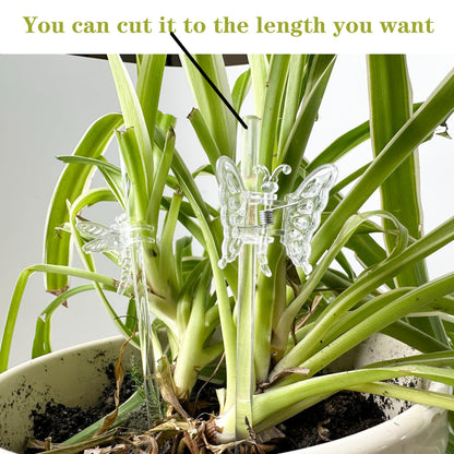 30Pcs Acrylic Plant Stakes Garden Single Stem Plant Support Stakes Clear Orchid Stakes and 30Pcs Clips Plant Support Sticks Clear Dragonfly Orchid Clip for Indoor and Outdoor Plants, Flowers, Tomatoes