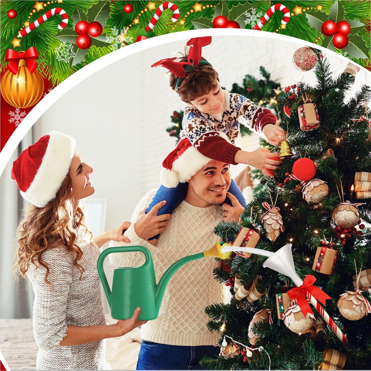 4 Pcs 40 Inch Christmas Tree Watering Funnel Reusable Xmas Tree Funnel Waterer Red and White Striped Christmas Watering System Longer Spout Xmas Device for Indoor and Outdoor Plants