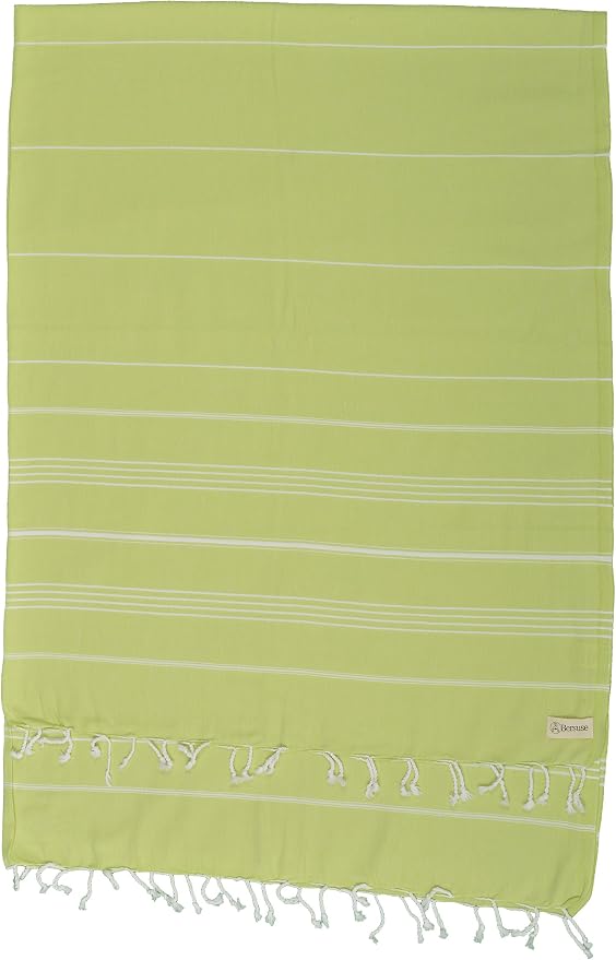 Bersuse Towels Anatolia XL Beach Blanket Throw Blanket Turkish Towel 100% Cotton Extra-Large Quick-Dry Lightweight Premium Peshtemal Towel - 61x82 Inches, Pistacho Green (Set of 6)