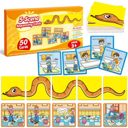 Kasfalci Sequencing Cards,Sequence Board Game for Kids,Speech Therapy Materials Toys for Autism,Story Storytelling,Social Skills,Sentence Building,Preschool Learning Activities,Classroom & Homeschool