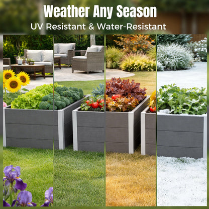 solaroxy Modern Metal Planter Box 27" L x 27" W x 17" H, Large Square Planter Box with Drainage Bottom, Morden Design Outdoor & Indoor Flower Planter for Balcony, Patio, Yard