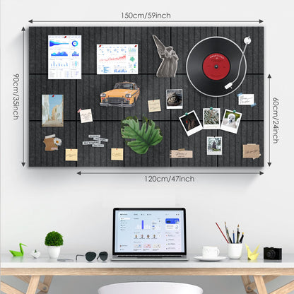 Large Bulletin Board 59" X 36" Cork Boards for Wall Alternative 15 Pack Grey Fine-Stripe Felt Bulletin Board 96 Safe Adhesive 35 Push Pins for Office School Home Room Decor