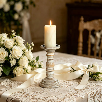 Hosley's 8 Inch High Wood Candle Holder for Pillar Wax Candles Flameless Candle. Distress Finish Candleholder. Ideal Gift for Wedding Party Home Spa Reiki Aromatherapy Candle Gardens O4