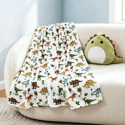VigorSpring Dinosaur Blanket for Boys - 50"x60", Cozy Soft Plush Kids Throw Blanket for Boys Toddler, Ideal Home Party Decor & Gift for Christmas Halloween Birthday Easter