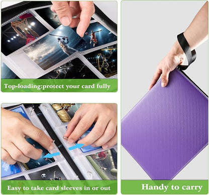 WOT I Trading Card Binder, 900 Pockets Baseball Card Binder Sleeves with Zipper, Double Sided Pockets Card Holder Carry Card Case for Baseball Card, Football Card(Purple)