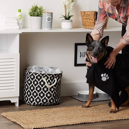 Bone Dry Pet Grooming Towel Collection Absorbent Microfiber X-Large, 41x23.5, Embroidered Black (Pack of 12)