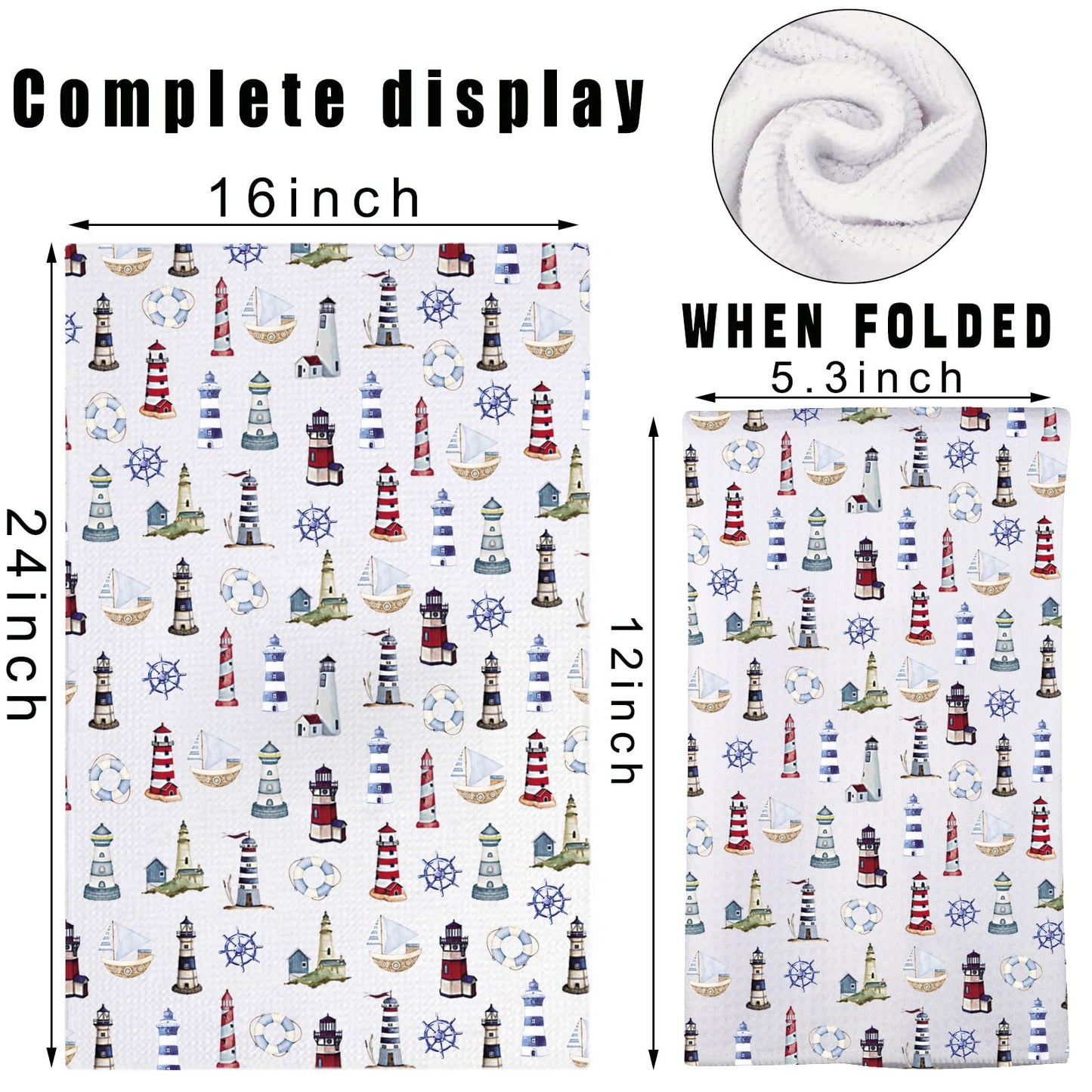 G2TUP Lighthouse Kitchen Towel Lighthouse Anchor Towels Lighthouses Housewarming Gift Beacon Hand Towels (Lighthouses-kt)