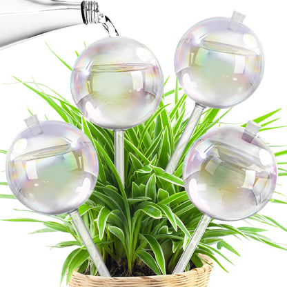 17 oz Up 2 Weeks Extra Large Plant Watering Globes, Self Watering Planter Insert, Iridescent Glass Self Watering Globes, Vacation Plant Watering Devices, Automatic Watering Bulbs (Large 4-Pack)