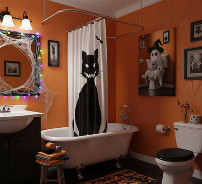 Halloween Funny Ghost Canvas Wall Art Ghost on Toilet Gothic Horror Creepy Dark Academia Painting Picture Wall Decor Poster Print Artwork for Bathroom Home Decoration