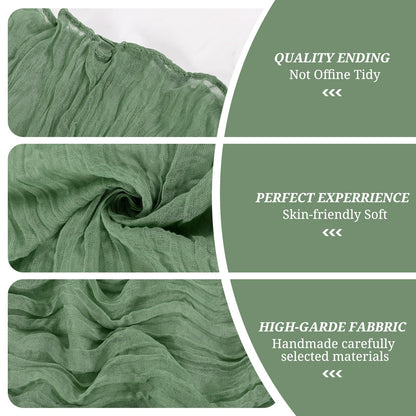 Pesonlook 30 PCS Sage Green Cheesecloth Chair Sashes 16 x 108 inch Cheesecloth Chair Sashes Rustic Chair Decorative Bows Designed Chair Cover for Wedding Banquet Party Aisle Home Kitchen Decoration
