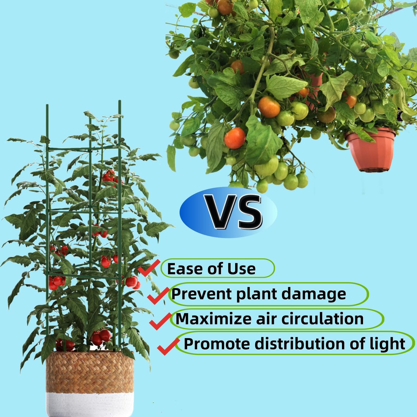 36PCS Plant Stake Arms for Tomato Cage，Expandable 11.8" Plant Supports Trellis Connector Clips for 11mm Garden Plants Stakes Stand Outdoor/Indoor