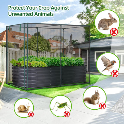 Ohuhu Crop Cages for Garden Plant:6.6x3.9x5.3 Ft Plant Protection Tent with Zippered Door, Raised Bed Cover, Garden Bed Cover with Frame, Wind-Resistant Plant Cages for Outdoor Plants