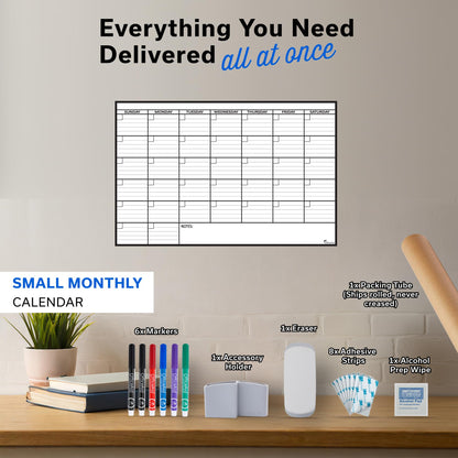Small Dry Erase Calendar for Wall 17x26, Month Blank Kids Family Reusable Office, Classroom Schedule Monthly Planner Erasable Write, Rolled Whiteboard White Board, Calendar Dry Undated Erase for Wall
