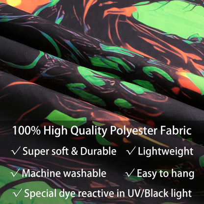 SparkLia Blacklight Fire Skull Tapestry, UV Reactive Burning Skeleton Horror Wall Hanging, Glow in the Dark Scary Dark Forest Surreal Artwork Wall Tapestries Halloween Decor for Bedroom, Living Room - 51.2" x 59.1"