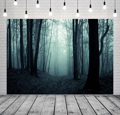 BELECO 7x5ft Fabric Spooky Dark Forest Backdrop Halloween Haunted Misty Woods Magic Grove Vampire Evil Trees Background Halloween Forest Party Decorations Photo Studio Prop