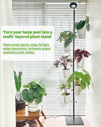 Adjustable Plant Shelf for Plant Stands - 5 Pack Flower Stand for Lamp Post, Plant Stands, Balcony Rail, Metal Plant Stand Indoor Outdoor Fits Poles Under 2cm in Diameter (Plant Holder 9/11/12cm)