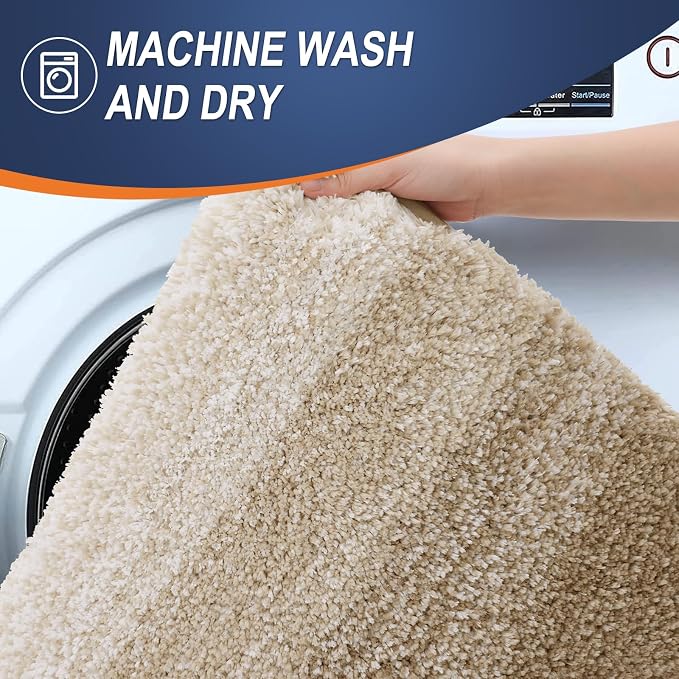 OLANLY Bathroom Rugs Mat 36x24, Extra Soft Absorbent Microfiber Bath Rugs, Rubber Backing, Quick Dry, Machine Washable Bath Mats for Bathroom Floor, Tub and Shower, Home Decor Accessories, Tan
