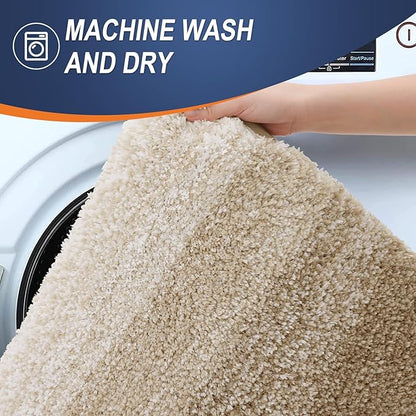 OLANLY Large Bathroom Rugs Mat 45x27, Extra Soft Absorbent Microfiber Bath Rugs, Rubber Backing, Quick Dry, Machine Washable Bath Mats for Bathroom Floor, Tub and Shower, Home Decor Accessories, Tan