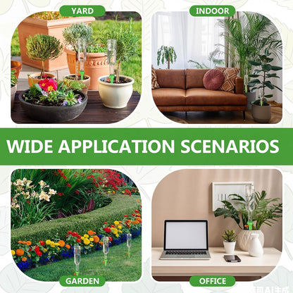Ferrochef 6 Set Plant Watering Devices with Self Watering Spikes Automatic Planter Insert Spikes with Bottle Waterer Devices with Adjustable Control Valve for Vacation Garden Indoor (13.5 oz Bottle)