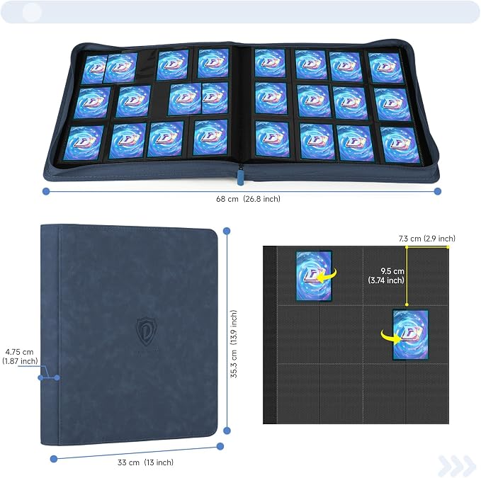 Trading Card Binder with Zip,12 Pockets Card Binder,720 Double Sided Pocket Card Collection Binder,Card Album Card Folder for MTG,TCG,Sports Cards,Game Cards,Navy Blue