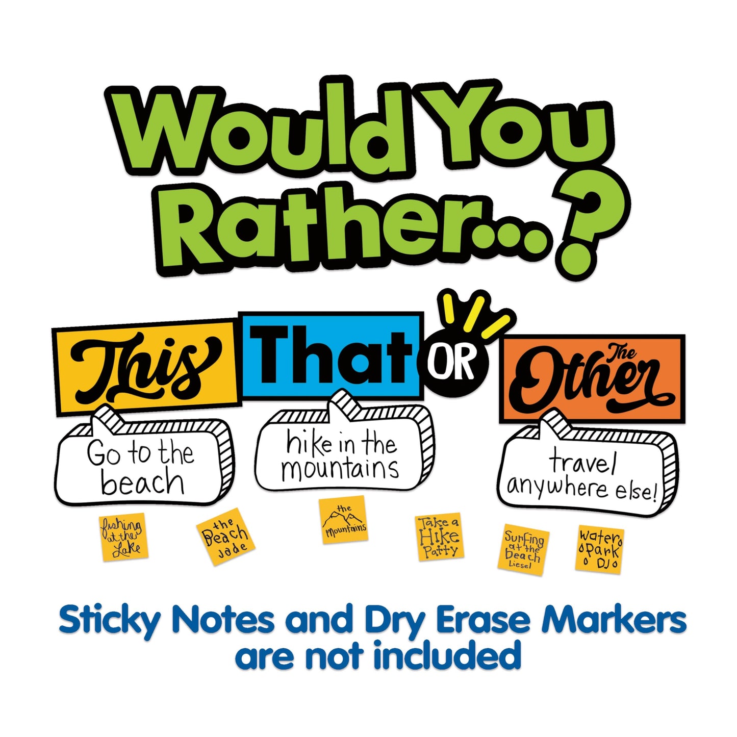 Eureka 661003 Would You Rather Interactive Mini Bulletin Board Set with Dry Erase Headliners, Multicolor, 12 Pieces