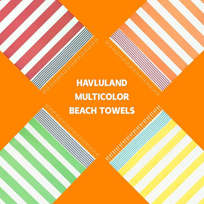 HAVLULAND Turkish Beach Towels, Oversized 40"x72" Turkish Bath Towel, Highly Absorbent Quick Dry Sand Free Beach Towels for Beach Pool Spa Gym Yoga Travel Camping Picnic Blanket - Red/Blue