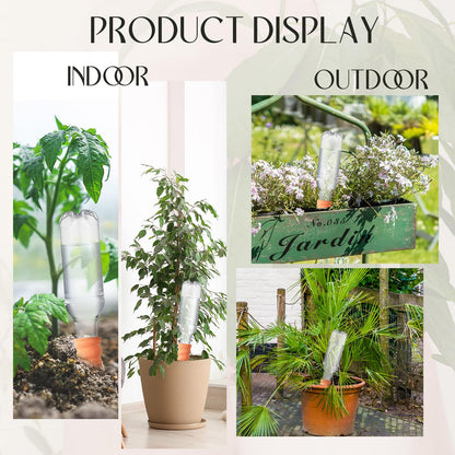 Baderke 6 Sets Plant Watering Stake Devices Include Terracotta Self Watering Spikes and 500 ml Plastic Wine Bottles for Vacation Indoor Outdoor Plant