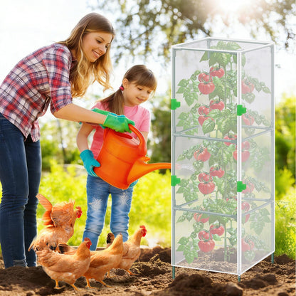 3Pack Garden Bird Netting Plant Cover for Square Tomato Cage,59"x17.7" Insect Bird Barrier Tomato Cage Net with Zipper&12pcs Clips,Tomato Trellis Netting Protection Mesh Cover for Protecting Plants