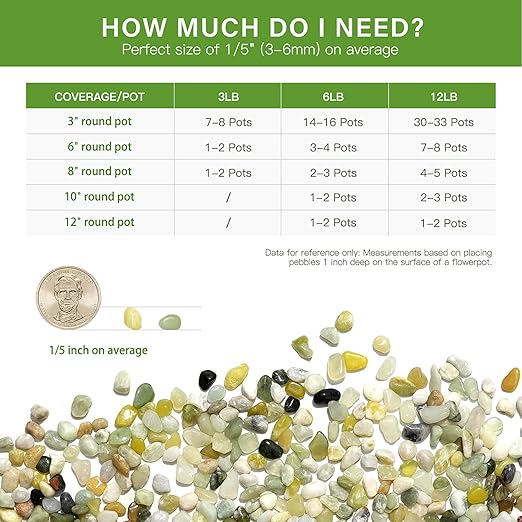 NUPICK 12 lbs Pebbles for Indoor Plants, 1/5 Inch Pea Gravel for Fish Tank, Polished Decorative Rocks for Succulent, Natural River Stones for Vases, Cactus, Landscaping, Bird Bath, Aquarium, Jade