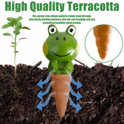 4PCS Terracotta Self Watering Spikes, Frog Shaped Self Watering Globes, Slow Release Self Watering Planter Insert, Plant Watering Globes for Indoor and Outdoor Plants